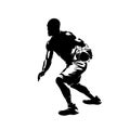 Basketball player running with ball, isolated vector silhouette. Team sport athlete Royalty Free Stock Photo