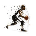 Basketball player running with ball, low polygonal vector illustration. Geometric team sport ahtlette Royalty Free Stock Photo