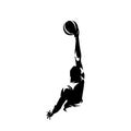 Basketball player shooting ball, abstract isolated vector silhouette. Basketball logo Royalty Free Stock Photo
