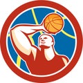 Basketball Player Shooting Ball Circle Retro Royalty Free Stock Photo