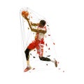 Basketball player shooting ball, isolated low polygonal vector illustration Royalty Free Stock Photo