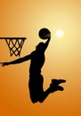 A Basketball Player Silhouette, The Sunset