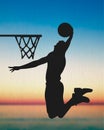 A Basketball Player Silhouette, The Sunset