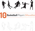 Basketball Player Silhouettes Outline Vector