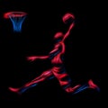 Basketball player Slam Dunk Neon Glow Silhouette