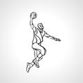 Basketball player. Slam Dunk Outline Silhouette