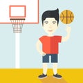 Basketball player spinning ball Royalty Free Stock Photo