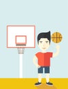 Basketball player spinning ball Royalty Free Stock Photo