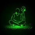 Basketball player spins the ball. Neon style Royalty Free Stock Photo