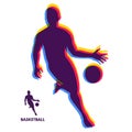 Basketball player standing and dribbling the ball. Sport Symbol. Design Element. Vector Illustration Royalty Free Stock Photo