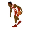 Basketball player standing and dribbling ball