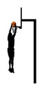 Basketball player stunt jumping and dunking silhouette isolated on white background. Basketball player making slam dunk. Royalty Free Stock Photo