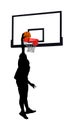 Basketball player stunt jumping and dunking silhouette isolated on white background. Basketball player making slam dunk vector. Royalty Free Stock Photo
