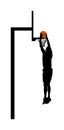 Basketball player stunt jumping and dunking silhouette isolated on white background. Basketball player making slam dunk vector. Royalty Free Stock Photo