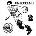 Basketball player. Vector stock illustration and labels, isolated on white