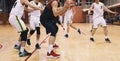 Basketball Players in Action. High School Basketball Team Playing Game Royalty Free Stock Photo