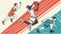 Basketball players in action, sport competition and dynamic team play vector design Generative AI