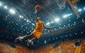 Basketball players on big professional arena during the game Royalty Free Stock Photo