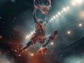 Basketball players on big professional arena during the game Royalty Free Stock Photo