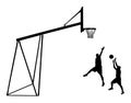 Basketball players black silhouette vector illustration isolated on white background.