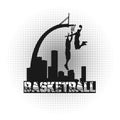 Basketball players on grunge background vector icon Royalty Free Stock Photo