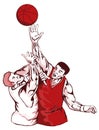 Basketball players rebounding Royalty Free Stock Photo