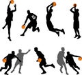 Basketball players silhouettes collection Royalty Free Stock Photo