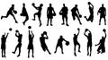 Basketball players silhouettes vector set basketball player in action with ball Royalty Free Stock Photo