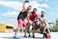 Basketball players taking selfie together