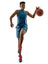 Basketball players woman teenager girl isolated shadows Royalty Free Stock Photo