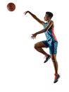 Basketball players woman teenager girl isolated shadows Royalty Free Stock Photo