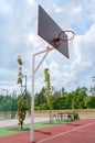 Basketball pole with a basket in an stadium outdoor. Royalty Free Stock Photo