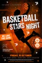 Basketball poster template with abstract silhouette of jumping player Royalty Free Stock Photo