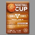 Basketball Poster Vector. Basketball Ball. Sport Design For Sports Bar Event Promotion. Basketball Game Flyer, Leaflet Royalty Free Stock Photo