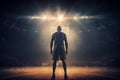 Basketball pro player standing in the court ready to play. AI Generated Royalty Free Stock Photo