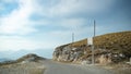 Basketball ring in the middle of nowhere. Basketball ring stand by the serpentine road on top of Durmitor mountain. Royalty Free Stock Photo