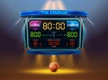 basketball scoreboard and stadium spotlight