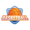 Basketball shield ball logo, cartoon style