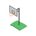 Basketball shield with basket in isometric, vector illustration.