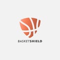 Basketball shield logo, insignia, label and design elements. white background