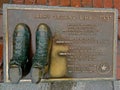 Basketball shoes bronzed honoring Larry Bird