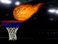 Basketball shoot on fire Royalty Free Stock Photo