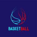 Basketball shooting fire logo icon outline stroke set dash line design illustration