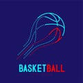 Basketball shooting logo icon outline stroke set dash line design illustration