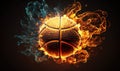 a basketball is shown in the middle of a fireball