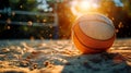 Basketball on the beach at sunset Royalty Free Stock Photo