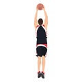 Professional basketball player jumping and shooting ball into the hoop, vector illustration Royalty Free Stock Photo