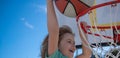 Basketball Slam Dunks of sporty kids basketball player. Child sport activity. Royalty Free Stock Photo