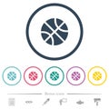 Basketball solid flat color icons in round outlines Royalty Free Stock Photo