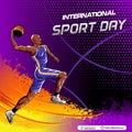 Basketball sport background vector. international sports day banner background